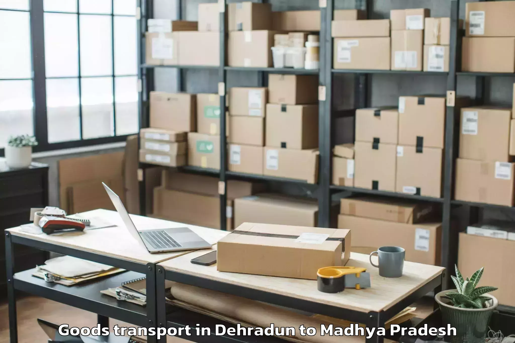 Comprehensive Dehradun to Parasia Goods Transport